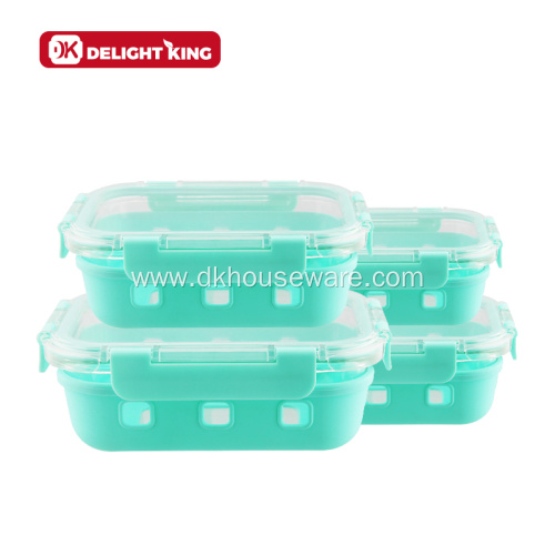 Glass Airtight Food Container With Silicone Sleeve